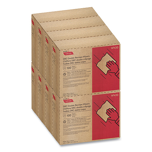 Cascades Tuff-Job Double Recrepe Wipers, 9.75 x 16.5, White, 100/Box, 8 Box/Carton (W430)