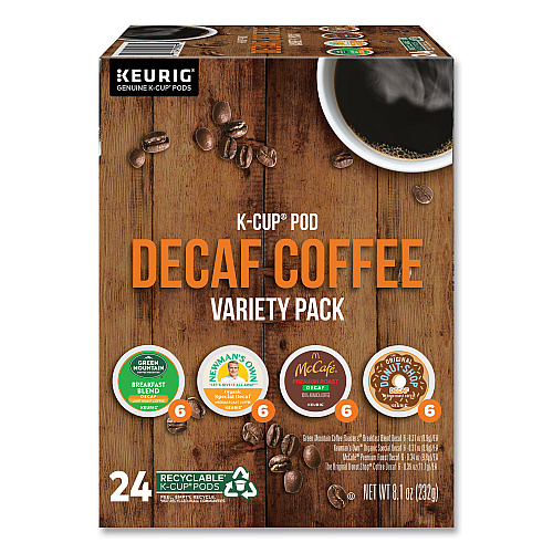 Keurig Decaf Variety Coffee K-Cups, Assorted Flavors, 0.38 oz K-Cup, 24/Box (9977)