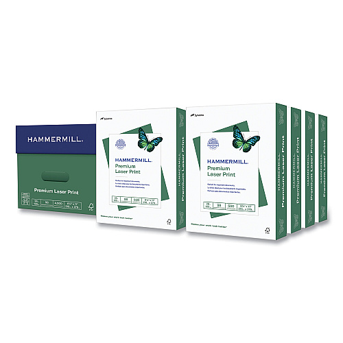 Hammermill Premium Laser Print Paper, 98 Bright, 28 lb Bond Weight, 8.5 x 11, White, 500/Ream, 8 Reams/Carton, 32 Cartons/Pallet (125534PLT)