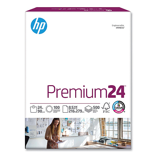 HP Premium24 Paper, 98 Bright, 24 lb Bond Weight, 8.5 x 11, Ultra White, 500 Sheets/Ream, 5 Reams/Carton, 64 Cartons/Pallet (115300PLT)
