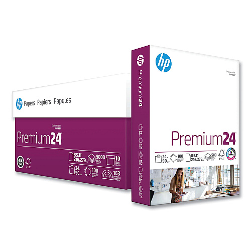 HP Premium24 Paper, 98 Bright, 24 lb Bond Weight, 8.5 x 11, Ultra White, 500 Sheets/Ream, 5 Reams/Carton, 64 Cartons/Pallet (115300PLT)