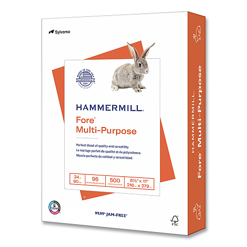 Hammermill Fore Multipurpose Print Paper, 96 Bright, 24 lb, 8.5 x 11, White, 500 Sheets/Ream, 10 Reams/Carton, 32 Cartons/Pallet (103283PLT)
