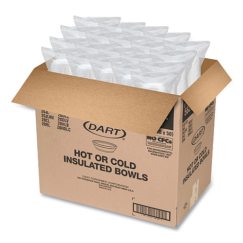 Dart Insulated Foam Bowls, 5 oz, White, 50/Pack, 20 Packs/Carton (5B20)