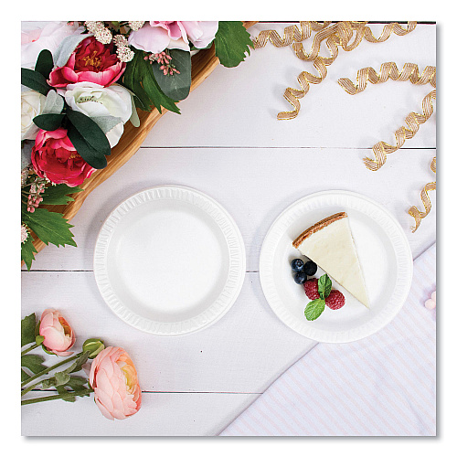 Dart Quiet Classic Laminated Foam Dinnerware Plates, 6" dia, White, 125/Pack, 8 Packs/Carton (6PWQR)