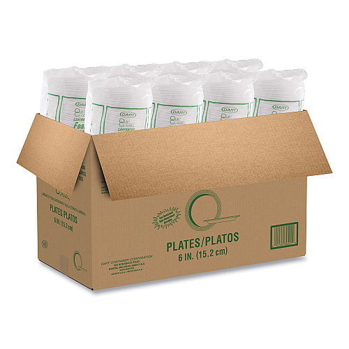 Dart Quiet Classic Laminated Foam Dinnerware Plates, 6" dia, White, 125/Pack, 8 Packs/Carton (6PWQR)