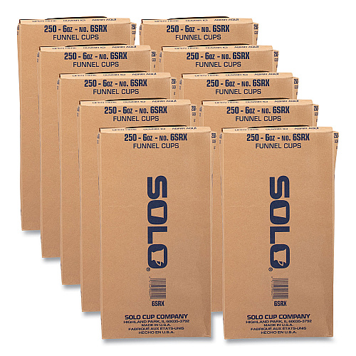 SOLO Bare Eco-Forward Treated Paper Funnel Cups, ProPlanet Seal, 6 oz, 250/Bag, 10/Carton (6SRX)