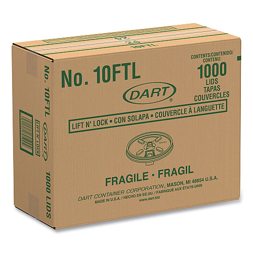 Dart Lift n' Lock Plastic Hot Cup Lids, Fits 10 oz Cups, White, 1,000/Carton (10FTL)