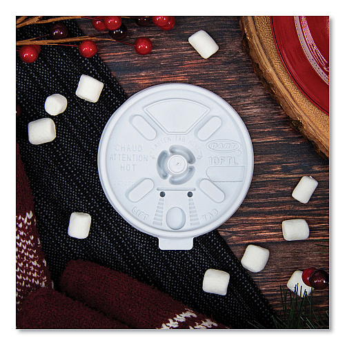 Dart Lift n' Lock Plastic Hot Cup Lids, Fits 10 oz Cups, White, 1,000/Carton (10FTL)