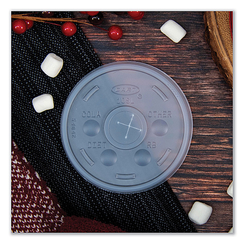 Dart Plastic Cold Cup Lids, Fits 10 oz Cups, Translucent, 100 Pack, 10 Packs/Carton (10SL)