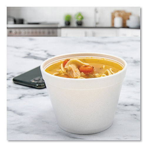 Dart Food Containers, 12 oz, White, Foam, 25/Bag, 20 Bags/Carton