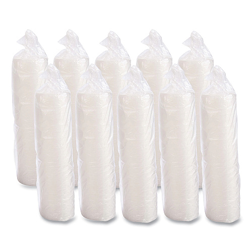 Dart Plastic Lids for Foam Cups, Bowls and Containers, Flat with Straw Slot, Fits 6-14 oz, Translucent, 100/Pack, 10 Packs/Carton (12SL)