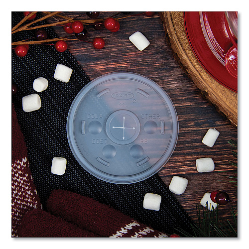Dart Plastic Lids for Foam Cups, Bowls and Containers, Flat with Straw Slot, Fits 6-14 oz, Translucent, 100/Pack, 10 Packs/Carton (12SL)