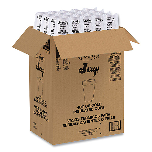 Dart Foam Drink Cups, 16 oz, White, 20/Bag, 25 Bags/Carton (16J165)