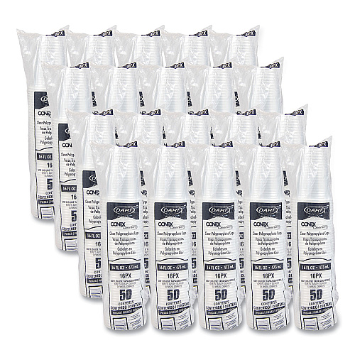 Dart Conex ClearPro Plastic Cold Cups, Plastic, 16 oz, Clear, 50/Pack, 20 Packs/Carton (16PX)