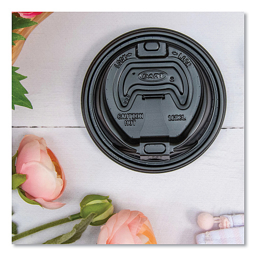 Dart Optima Reclosable Lid, Fits 12 oz to 24 oz Foam Cups, Black, 100 Pack, 10 Packs/Carton (16RCLBLK)