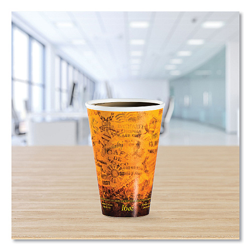 Dart Fusion Escape Foam Hot/Cold Cups, 16 oz, Brown/Black, 1,000/Carton (16U16ESC)