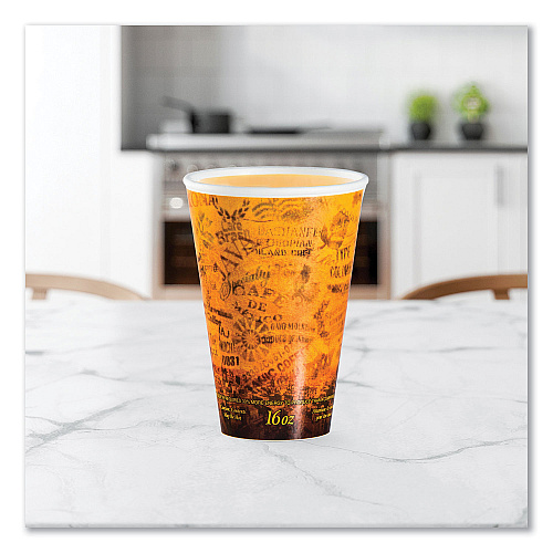Dart Fusion Escape Foam Hot/Cold Cups, 16 oz, Brown/Black, 1,000/Carton (16U16ESC)