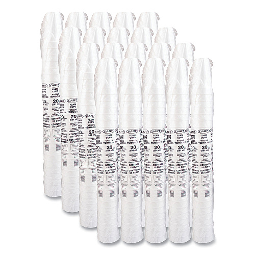 Dart Foam Drink Cups, 20 oz, White, 500/Carton (20J16)