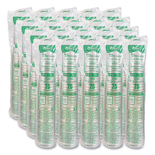 Dart Ultra Clear Pedestal PET Cups, 32 oz, Clear, 25/Bag, 20 Bags/Carton (32AC)