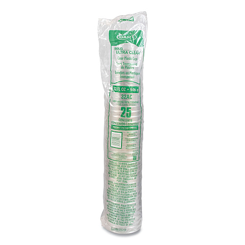 Dart Ultra Clear Pedestal PET Cups, 32 oz, Clear, 25/Bag, 20 Bags/Carton (32AC)