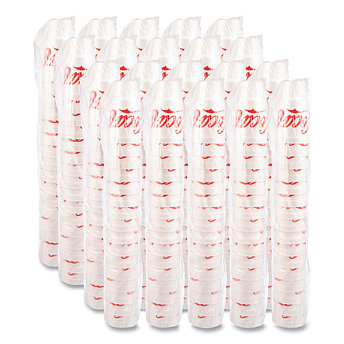 Dart Coca-Cola Foam Cups, 44 oz, White/Red, 20/Bag, 15 Bags/Carton (44AJ32C)
