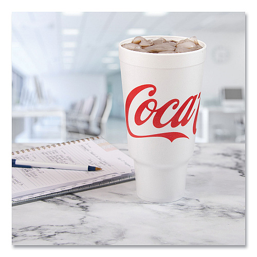 Dart Coca-Cola Foam Cups, 44 oz, White/Red, 20/Bag, 15 Bags/Carton (44AJ32C)