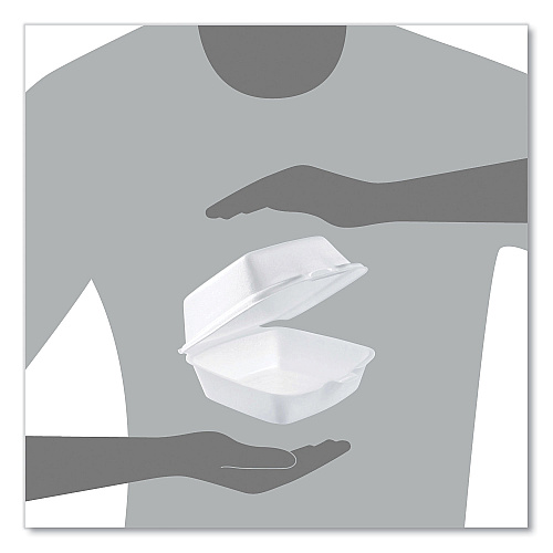 Dart Foam Hinged Lid Containers, 5.38 x 5.5 x 2.88, White, 500/Carton (50HT1)