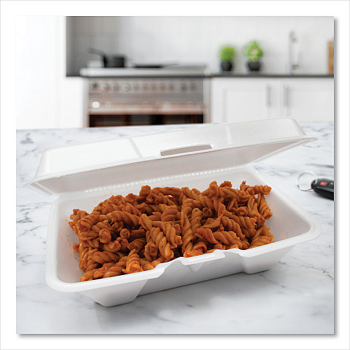 Dart Foam Hinged Lid Containers, 6.4 x 9.3 x 2.6, White, 200/Carton (206HT1R)