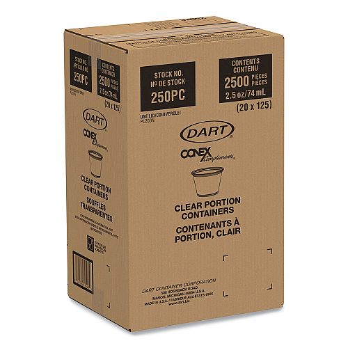 Dart Conex Complements Portion/Medicine Cups, 2.5 oz, Plastic, Clear, 125/Bag, 20 Bags/Carton (250PC)