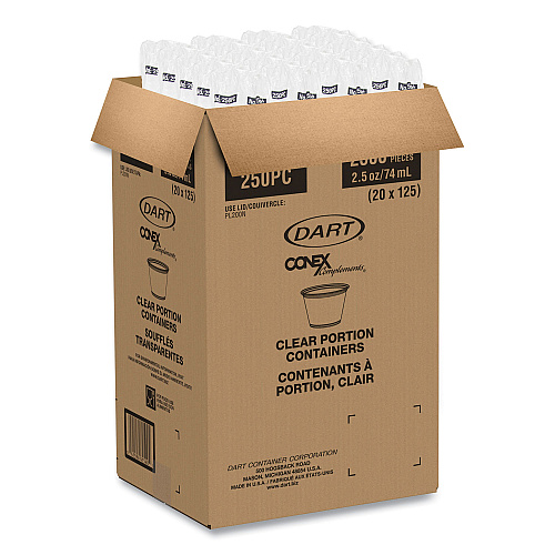 Dart Conex Complements Portion/Medicine Cups, 2.5 oz, Plastic, Clear, 125/Bag, 20 Bags/Carton (250PC)
