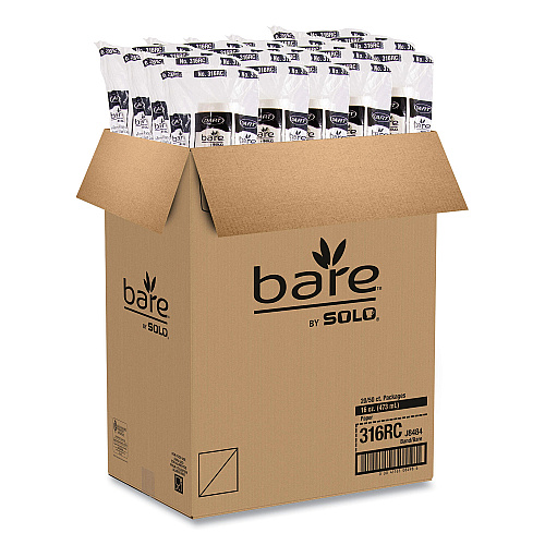 SOLO Bare Eco-Forward Recycled Content PCF Paper Hot Cups, ProPlanet Seal, 16 oz, Green/White/Beige, 1,000/Carton (316RC)