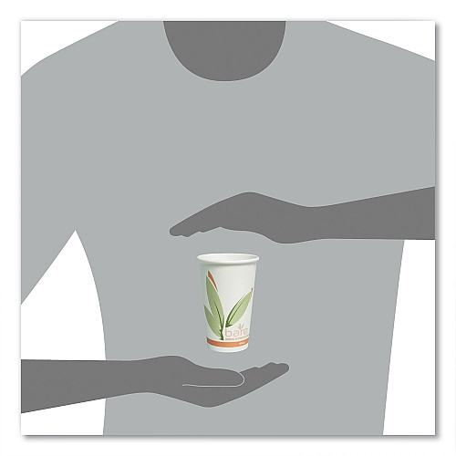 SOLO Bare Eco-Forward Recycled Content PCF Paper Hot Cups, ProPlanet Seal, 16 oz, Green/White/Beige, 1,000/Carton (316RC)