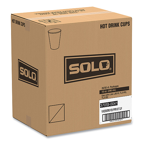 SOLO Paper Hot Drink Cups in Bistro Design, 10 oz, Maroon, 50/Pack (370SIPK)