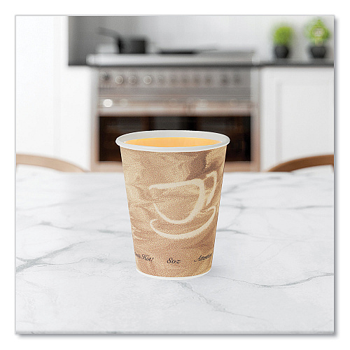 SOLO Mistique Polycoated Hot Paper Cups, 8 oz, Printed, Brown, 50/ Sleeve, 20 Sleeves/Carton (378MS)