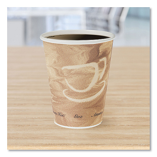 SOLO Mistique Polycoated Hot Paper Cups, 8 oz, Printed, Brown, 50/ Sleeve, 20 Sleeves/Carton (378MS)