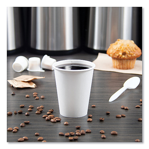 SOLO Single-Sided Poly Paper Hot Cups, 8 oz, White, 50/Bag, 20 Bags/Carton (378W2050)