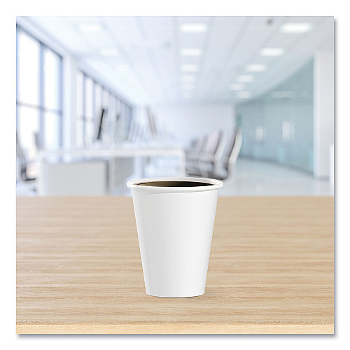 SOLO Single-Sided Poly Paper Hot Cups, 8 oz, White, 50/Bag, 20 Bags/Carton (378W2050)