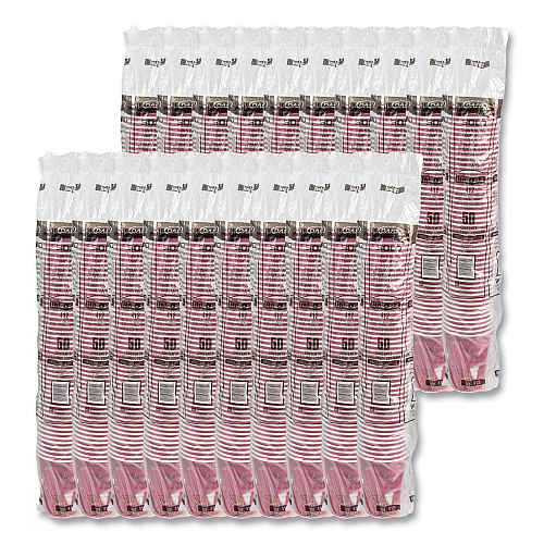 SOLO Paper Hot Drink Cups in Bistro Design, 12 oz, Maroon, 50/Pack (412SINPK)
