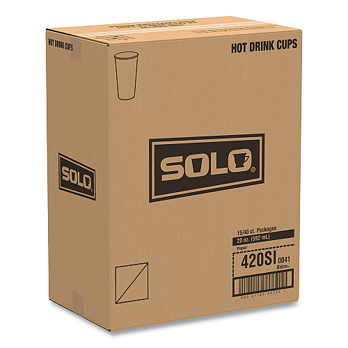 SOLO Single-Sided Poly Paper Hot Cups, 20 oz, Bistro Design, 600/Carton (420SI)