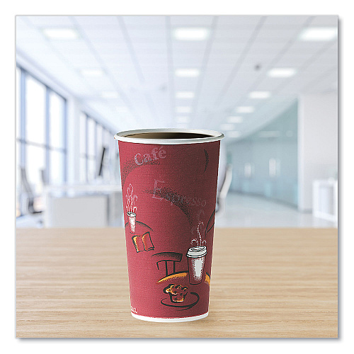 SOLO Single-Sided Poly Paper Hot Cups, 20 oz, Bistro Design, 600/Carton (420SI)