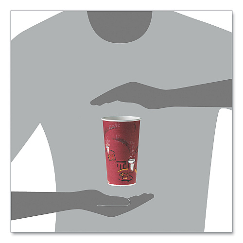 SOLO Single-Sided Poly Paper Hot Cups, 20 oz, Bistro Design, 600/Carton (420SI)