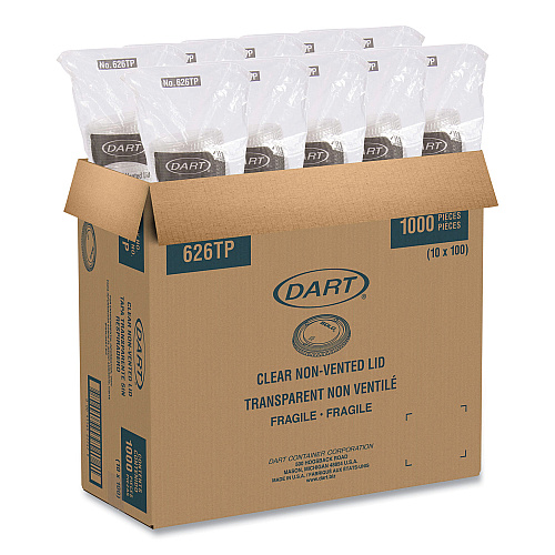 SOLO PETE Plastic Flat Cold Cup Lids, Fits 12 oz to 24 oz Cups, Clear, 1,000/Carton (626TP)
