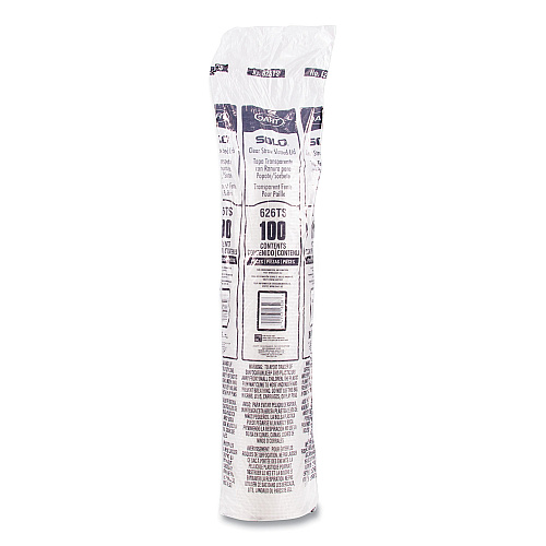 SOLO PETE Flat Straw-Slot Cold Cup Lids, Fits 16 oz to 24 oz, Clear, 100/Pack, 10 Packs/Carton (626TSCT)