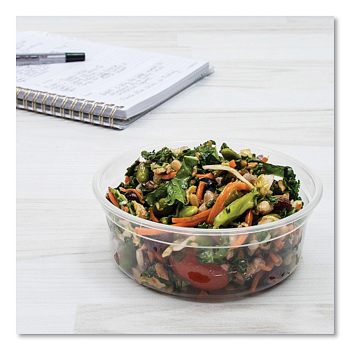SOLO Bare Eco-Forward RPET Deli Containers, ProPlanet Seal, 8 oz, 4.6" Diameter x 1.8"h, Clear, Plastic, 500/Carton (DM8R)