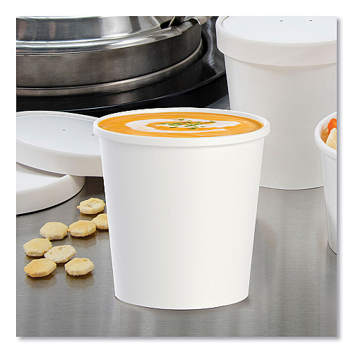 SOLO Flexstyle Double Poly Paper Containers, 16 oz, White, Paper, 25/Pack, 20 Packs/Carton (H4165U)