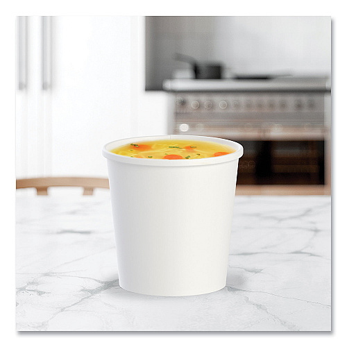 SOLO Flexstyle Double Poly Paper Containers, 16 oz, White, Paper, 25/Pack, 20 Packs/Carton (H4165U)