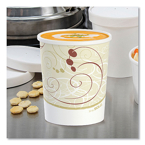 SOLO Flexstyle Double Poly Paper Containers, 32 oz, Symphony Design, Paper, 25/Pack, 20 Packs/Carton (H4325SYM)