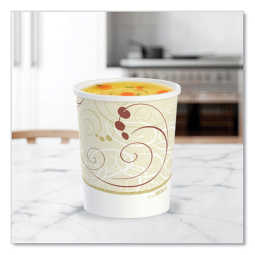 SOLO Flexstyle Double Poly Paper Containers, 32 oz, Symphony Design, Paper, 25/Pack, 20 Packs/Carton (H4325SYM)
