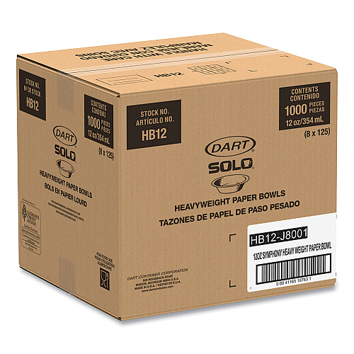 SOLO Symphony Paper Dinnerware, ProPlanet Seal, Heavyweight Bowl, 12 oz, Tan, 125/Pack, 8 Packs/Carton (HB12J8001CT)