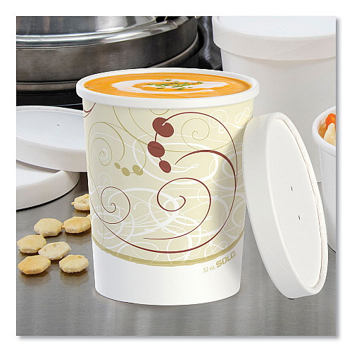 SOLO Flexstyle Double Poly Food Combo Packs, 32 oz, Symphony, Paper, 25 Cups and 25 Lids/Pack, 10 Packs/Carton (KHB32ASYM)
